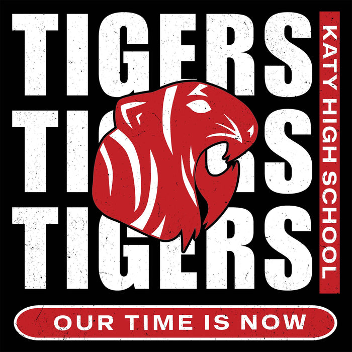Close-up view of Katy High School Tigers Unisex 3/4 sleeve Raglan T-shirt 235