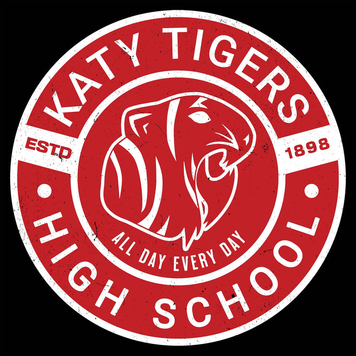 Close-up view of Katy High School Tigers Women's Relaxed Fit T-shirt 239
