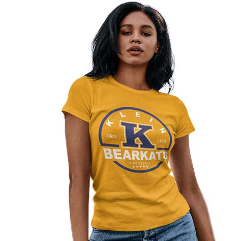 Woman wearing a Klein High School Bearkats Women's T-shirt 04