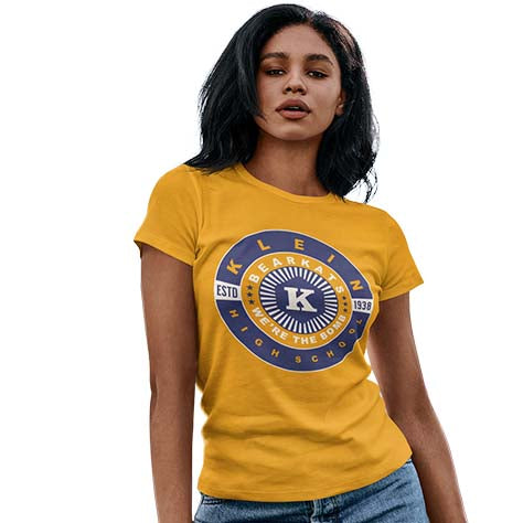 Woman wearing a Klein High School Bearkats Women's T-shirt 30