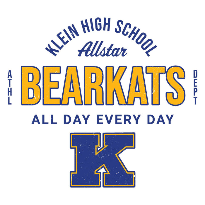 Close-up view of Klein High School Bearkats Unisex 3/4 Sleeve Raglan T-shirt 040