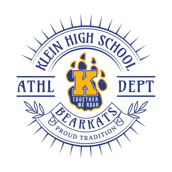 Close-up view of Klein High School Bearkats Unisex 3/4 Sleeve Raglan T-shirt 201