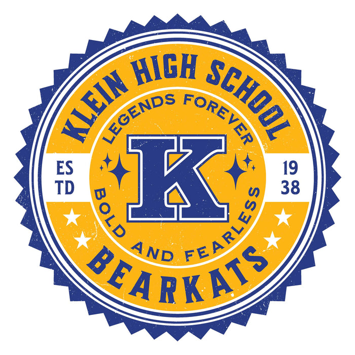 Close-up view of Klein High School Bearkats Unisex 3/4 Sleeve Raglan T-shirt 203