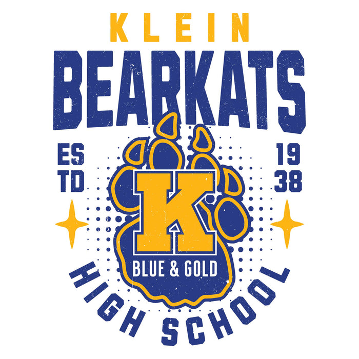 Close-up view of Klein High School Bearkats Unisex 3/4 Sleeve Raglan T-shirt 204