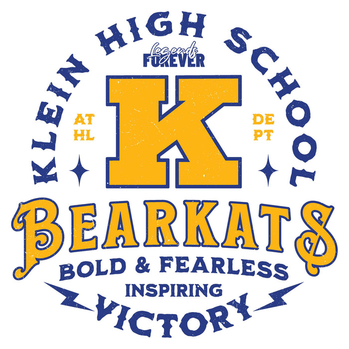 Close-up view of Klein High School Bearkats Unisex 3/4 Sleeve Raglan T-shirt 206