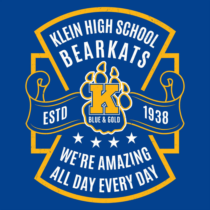 Close-up view of Klein High School Bearkats Women's Royal Blue SoftStyle T-shirt 207
