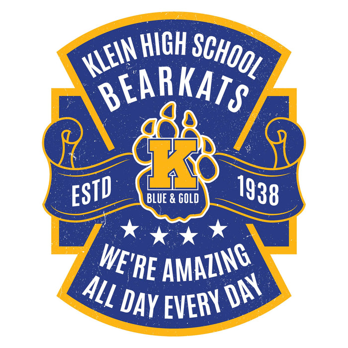 Close-up view of Klein High School Bearkats Unisex 3/4 Sleeve Raglan T-shirt 207