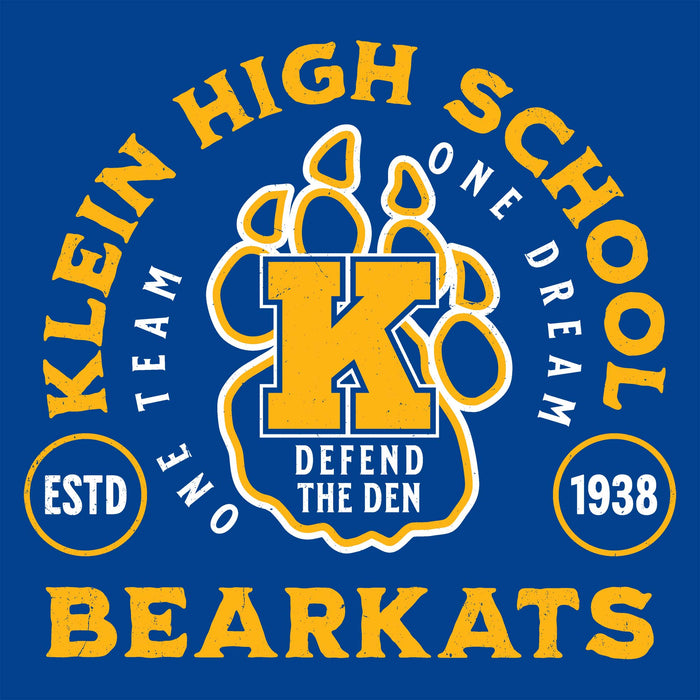 Close-up view of Klein High School Bearkats Royal Blue Classic Unisex T-shirt 208