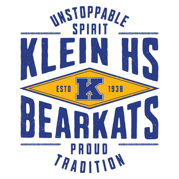 Close-up view of Klein High School Bearkats Unisex 3/4 Sleeve Raglan T-shirt 210