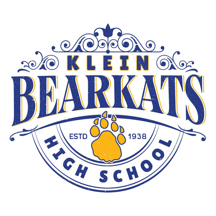 Close-up view of Klein High School Bearkats Unisex 3/4 Sleeve Raglan T-shirt 211