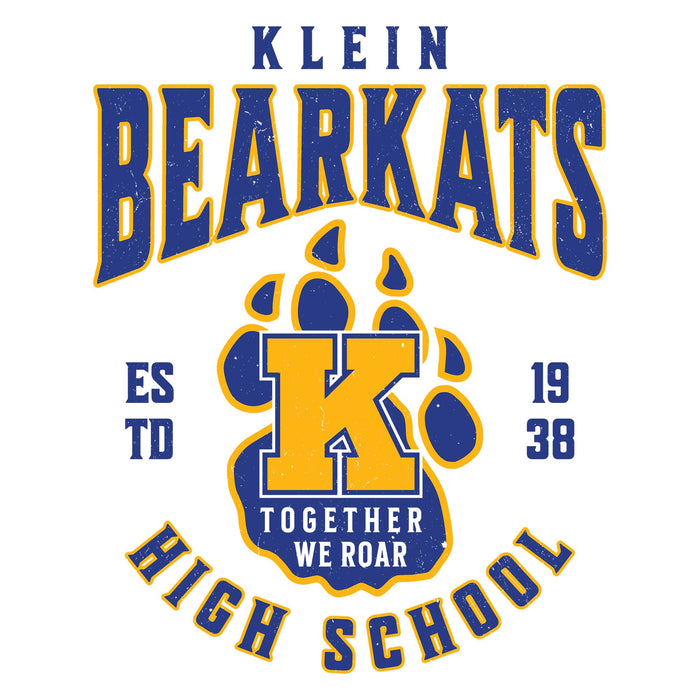Close-up view of Klein High School Bearkats Unisex 3/4 Sleeve Raglan T-shirt 213