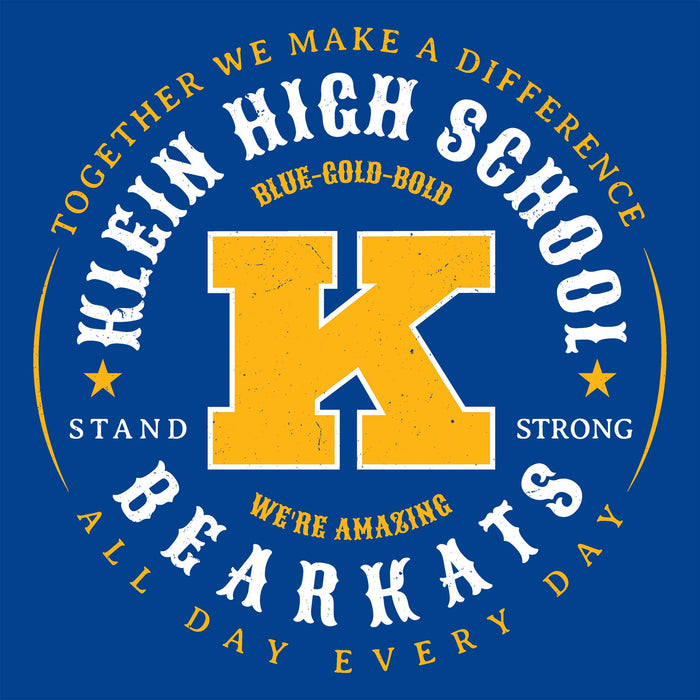 Close-up view of Klein High School Bearkats Women's Royal Blue SoftStyle T-shirt 214