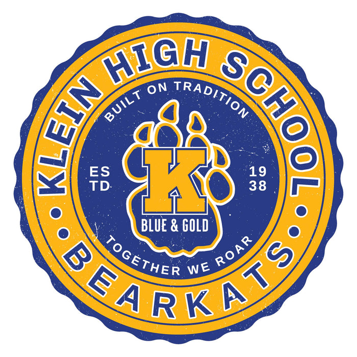 Close-up view of Klein High School Bearkats Unisex 3/4 Sleeve Raglan T-shirt 216