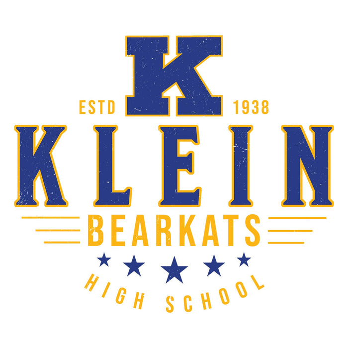 Close-up view of Klein High School Bearkats Unisex 3/4 Sleeve Raglan T-shirt 217