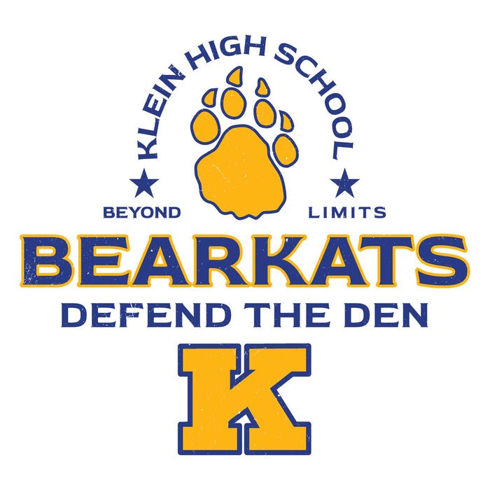 Close-up view of Klein High School Bearkats Unisex 3/4 Sleeve Raglan T-shirt 222