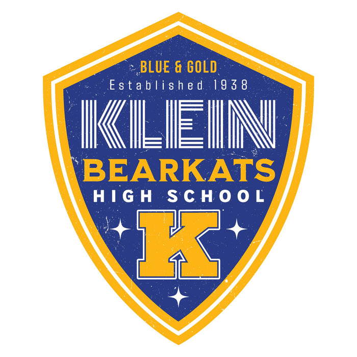 Close-up view of Klein High School Bearkats Unisex 3/4 Sleeve Raglan T-shirt 225