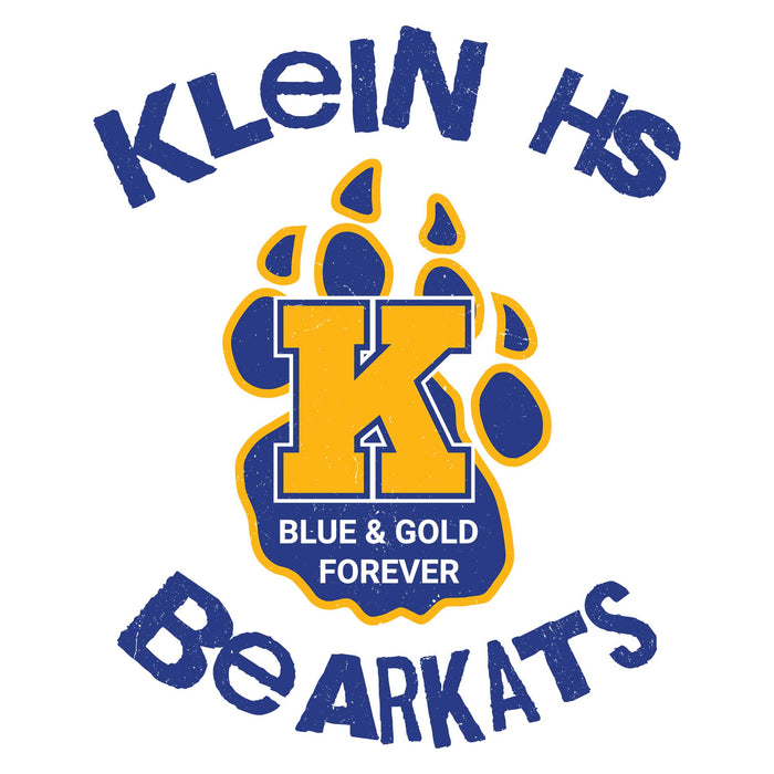 Close-up view of Klein High School Bearkats Unisex 3/4 Sleeve Raglan T-shirt 228