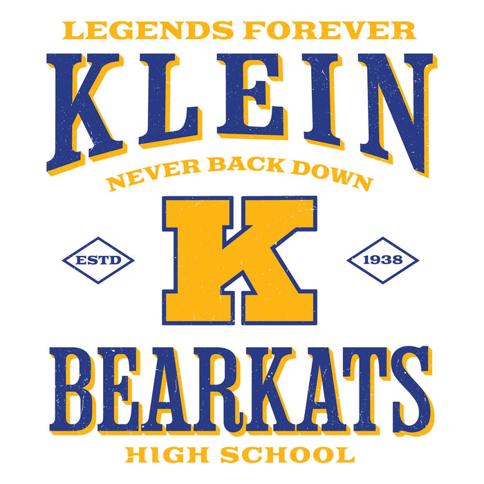 Close-up view of Klein High School Bearkats Unisex 3/4 Sleeve Raglan T-shirt 230