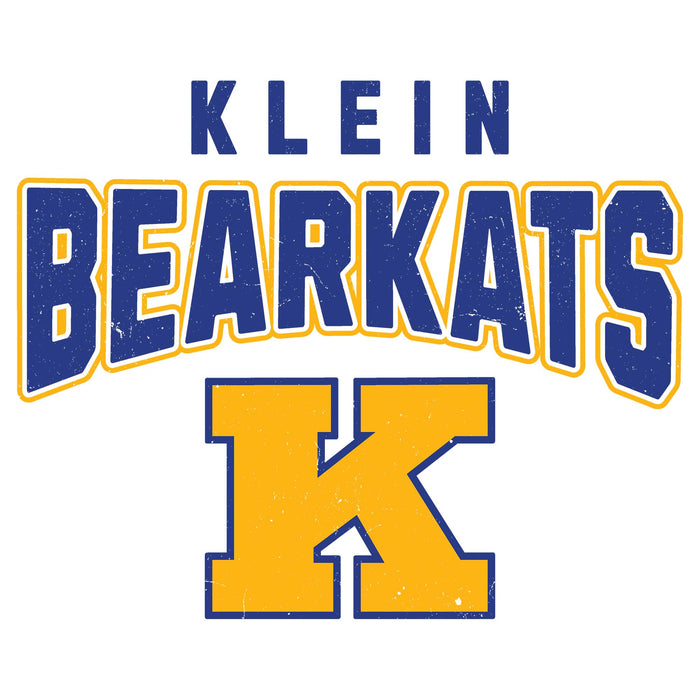 Close-up view of Klein High School Bearkats Unisex 3/4 Sleeve Raglan T-shirt 234
