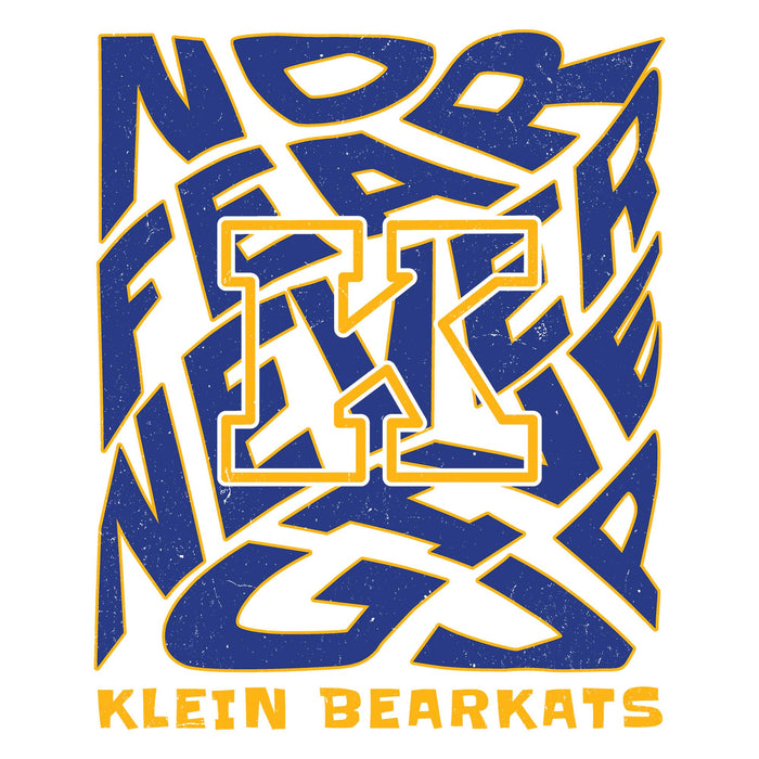 Close-up view of Klein High School Bearkats Unisex 3/4 Sleeve Raglan T-shirt 236