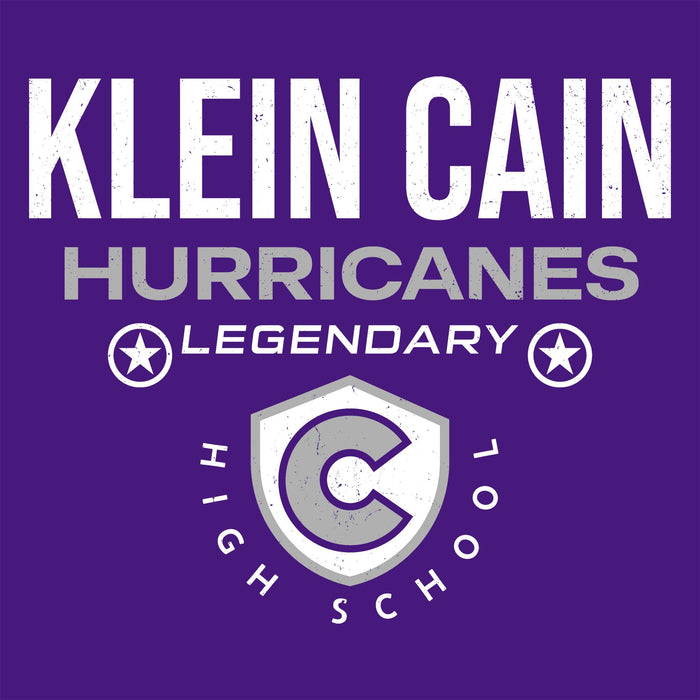 Close-up view of Klein Cain High School Hurricanes Purple Classic Unisex T-shirt 003