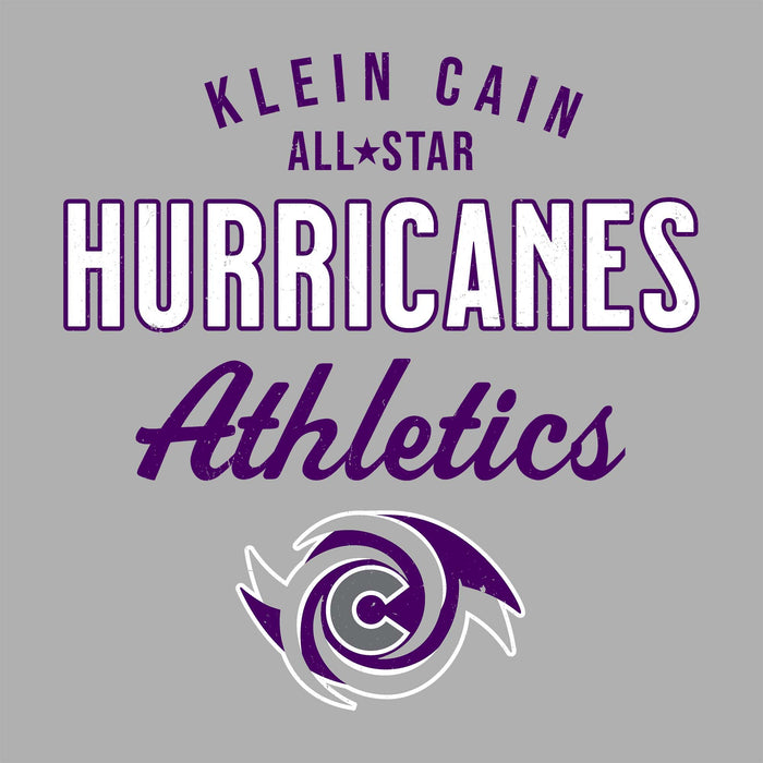 Close-up view of Klein Cain High School Hurricanes Unisex 3/4 Sleeve Raglan T-shirt 034