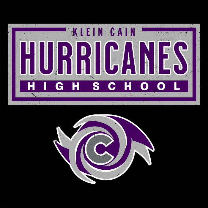 Close-up view of Klein Cain High School Hurricanes Women's Black SoftStyle T-shirt 049