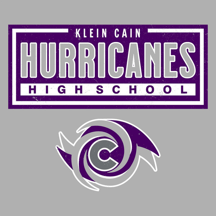 Close-up view of Klein Cain High School Hurricanes Unisex 3/4 Sleeve Raglan T-shirt 049