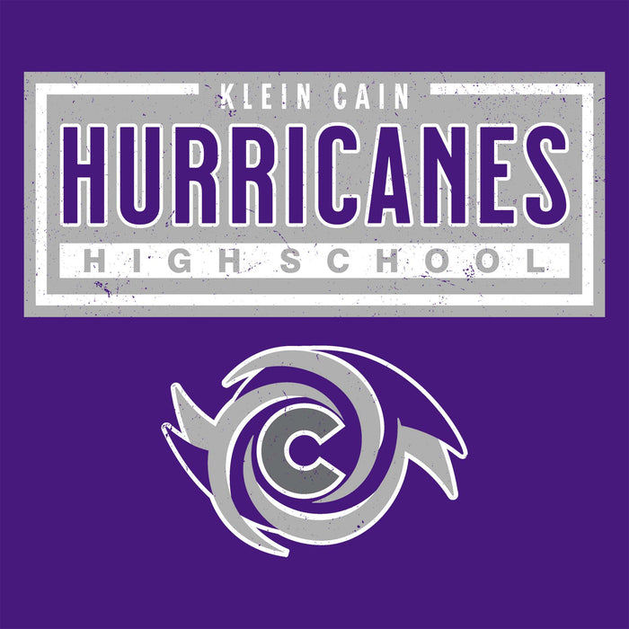 Close-up view of Klein Cain High School Hurricanes Purple Classic Unisex T-shirt 049
