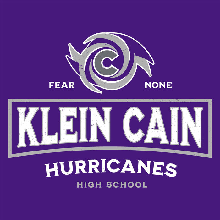 Close-up view of Klein Cain High School Hurricanes Purple Classic Unisex T-shirt 202
