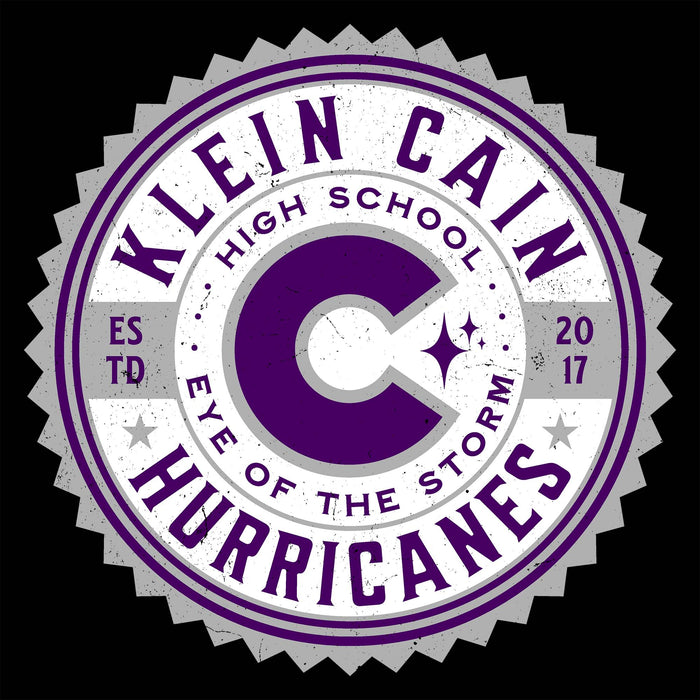 Close-up view of Klein Cain High School Hurricanes Women's Black SoftStyle T-shirt 203