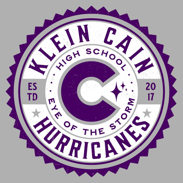 Close-up view of Klein Cain High School Hurricanes Unisex 3/4 Sleeve Raglan T-shirt 203