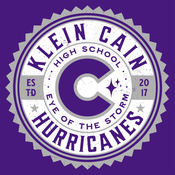Close-up view of Klein Cain High School Hurricanes Purple Classic Unisex T-shirt 203