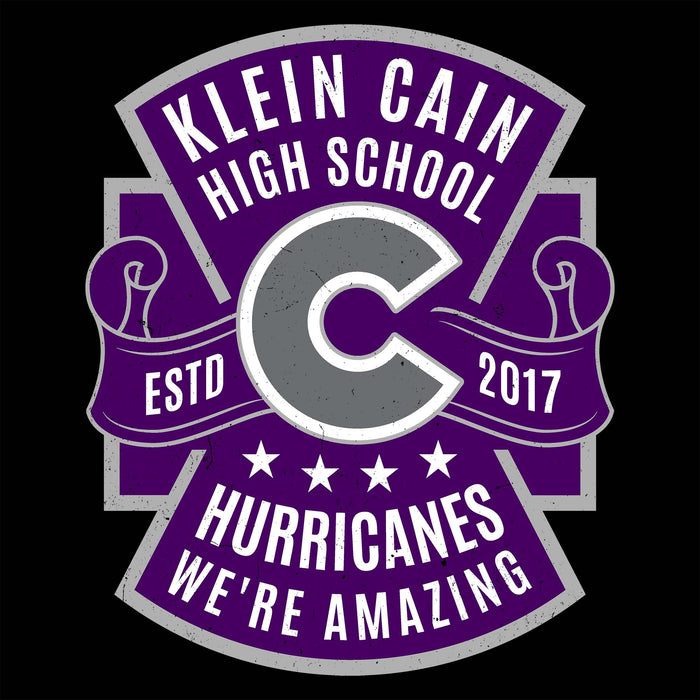 Close-up view of Klein Cain High School Hurricanes Women's Black SoftStyle T-shirt 207