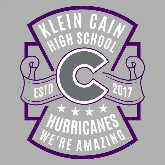 Close-up view of Klein Cain High School Hurricanes Unisex 3/4 Sleeve Raglan T-shirt 207