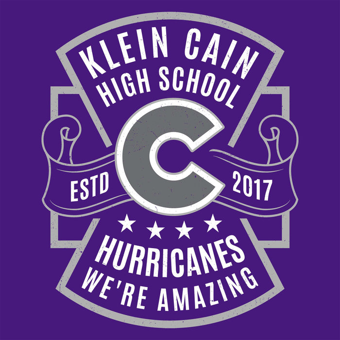 Close-up view of Klein Cain High School Hurricanes Purple Classic Unisex T-shirt 207