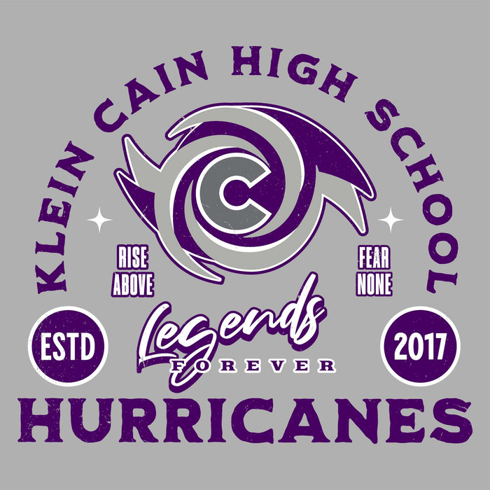 Close-up view of Klein Cain High School Hurricanes Unisex 3/4 Sleeve Raglan T-shirt 208