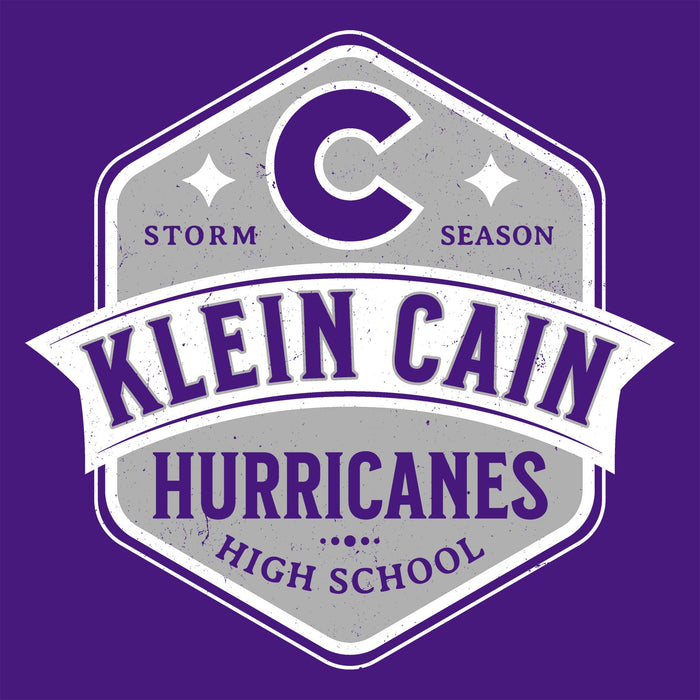 Close-up view of Klein Cain High School Hurricanes Purple Classic Unisex T-shirt 209
