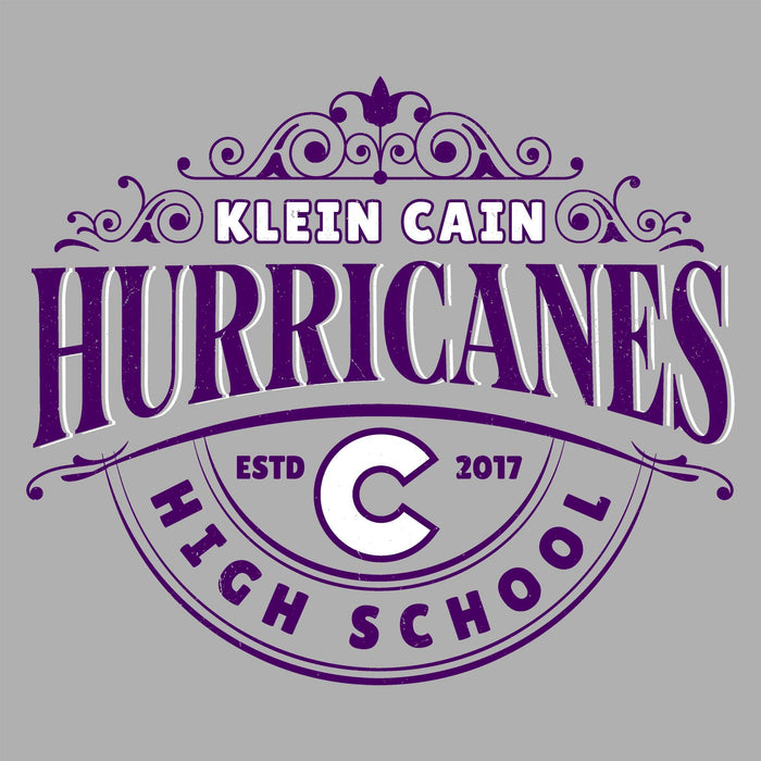 Close-up view of Klein Cain High School Hurricanes Women's Sport Grey SoftStyle T-shirt 211