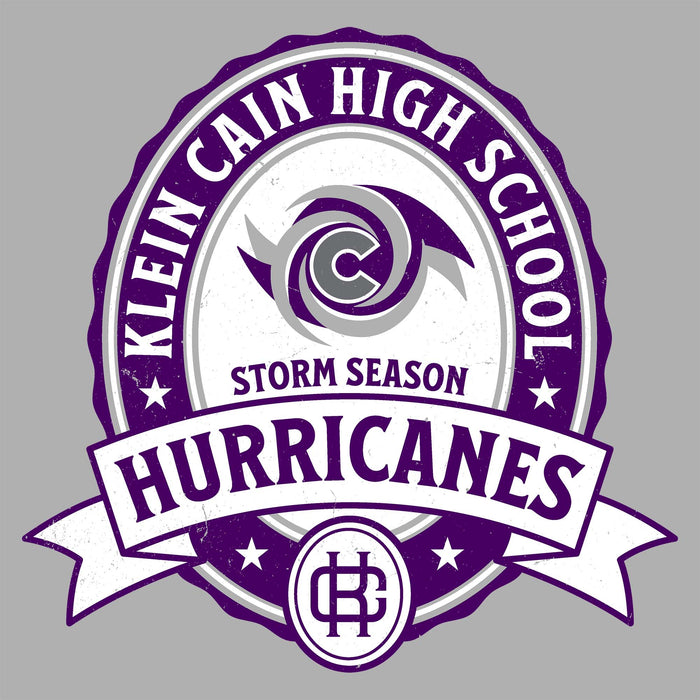 Close-up view of Klein Cain High School Hurricanes Unisex 3/4 Sleeve Raglan T-shirt 212