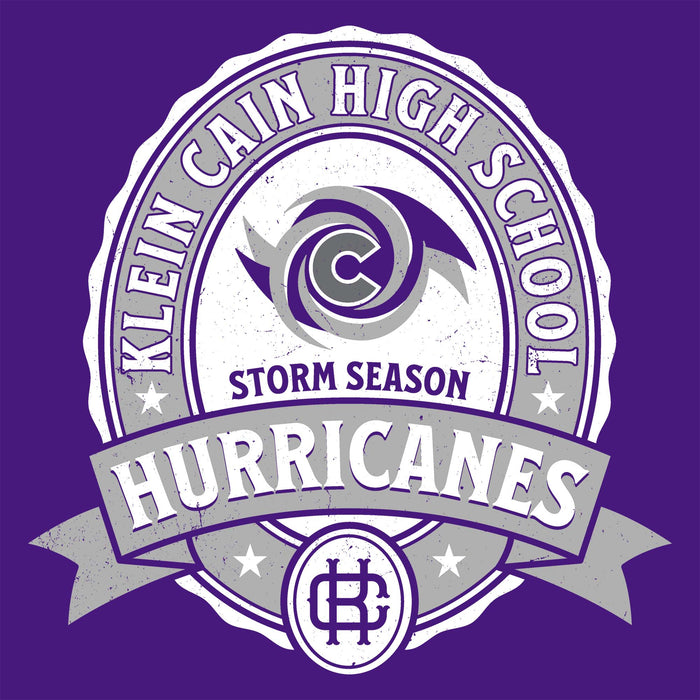 Close-up view of Klein Cain High School Hurricanes Purple Classic Unisex T-shirt 212