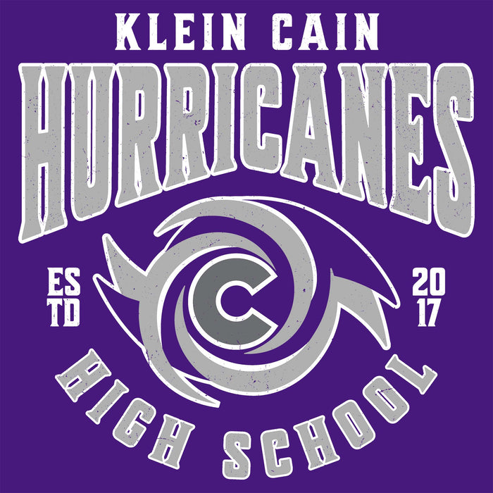Close-up view of Klein Cain High School Hurricanes Purple Classic Unisex T-shirt 213