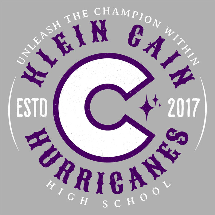 Close-up view of Klein Cain High School Hurricanes Women's Sport Grey SoftStyle T-shirt 214
