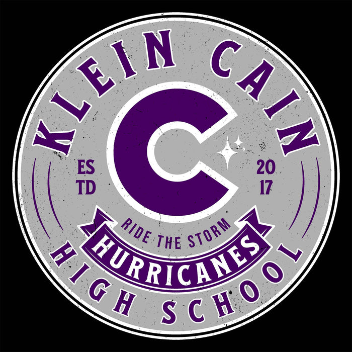 Close-up view of Klein Cain High School Hurricanes Women's Black SoftStyle T-shirt 215