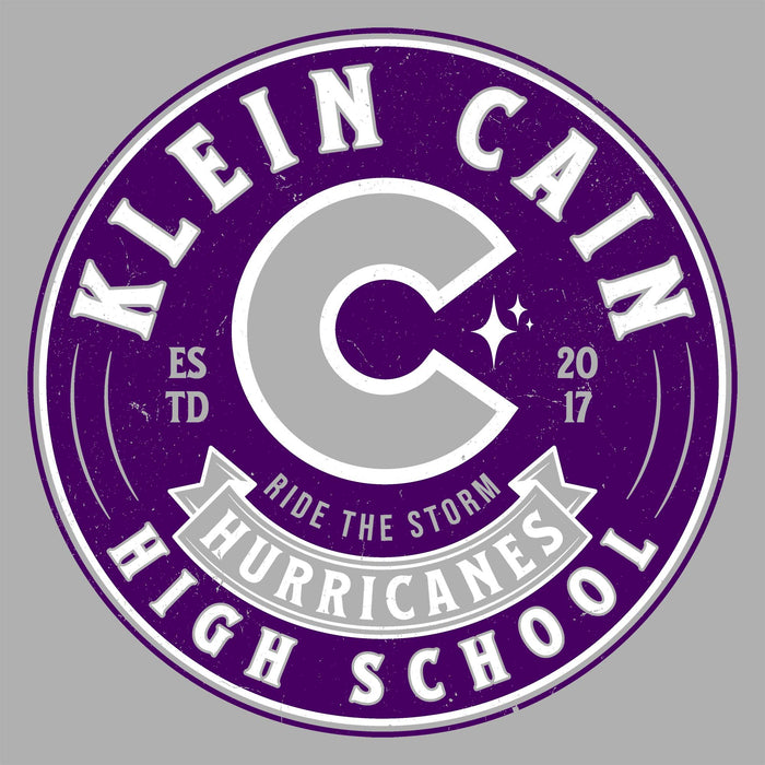 Close-up view of Klein Cain High School Hurricanes Unisex 3/4 Sleeve Raglan T-shirt 215