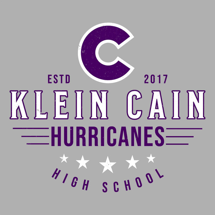 Close-up view of Klein Cain High School Hurricanes Women's Sport Grey SoftStyle T-shirt 217