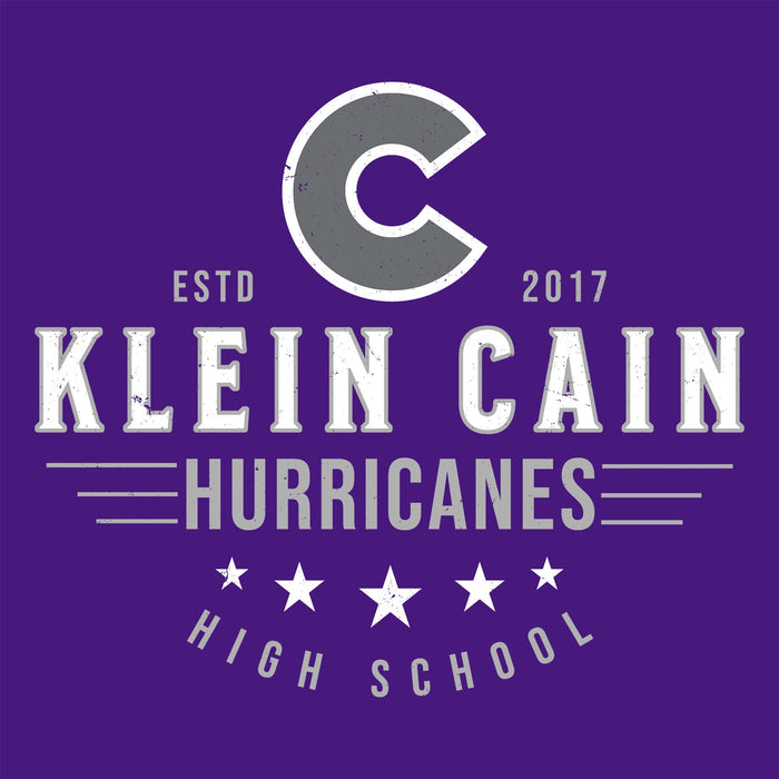 Close-up view of Klein Cain High School Hurricanes Purple Classic Unisex T-shirt 217