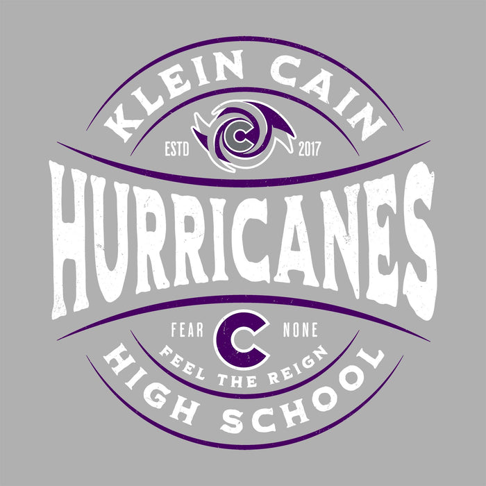 Close-up view of Klein Cain High School Hurricanes Unisex 3/4 Sleeve Raglan T-shirt 218