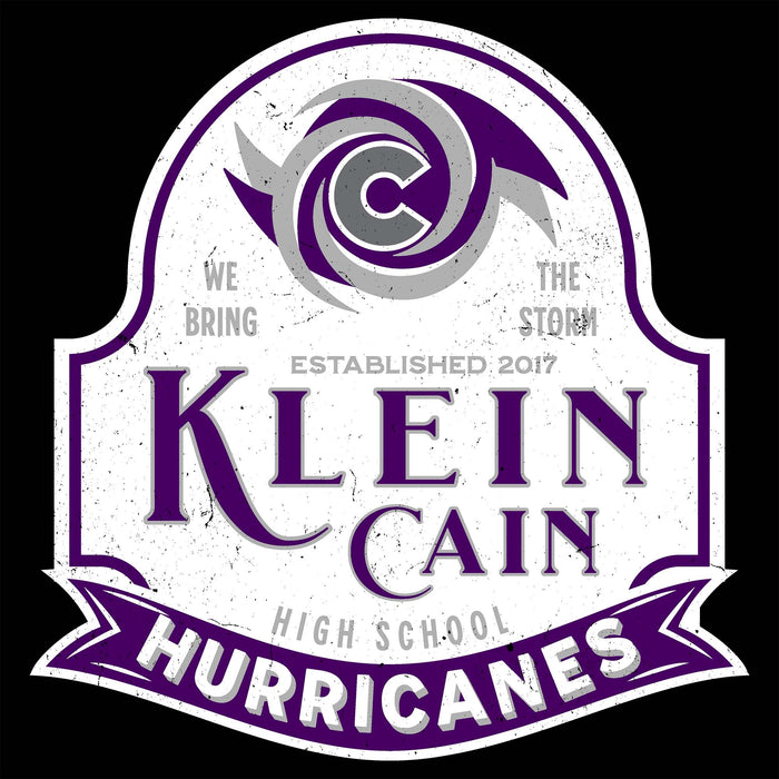 Close-up view of Klein Cain High School Hurricanes Women's Black SoftStyle T-shirt 219
