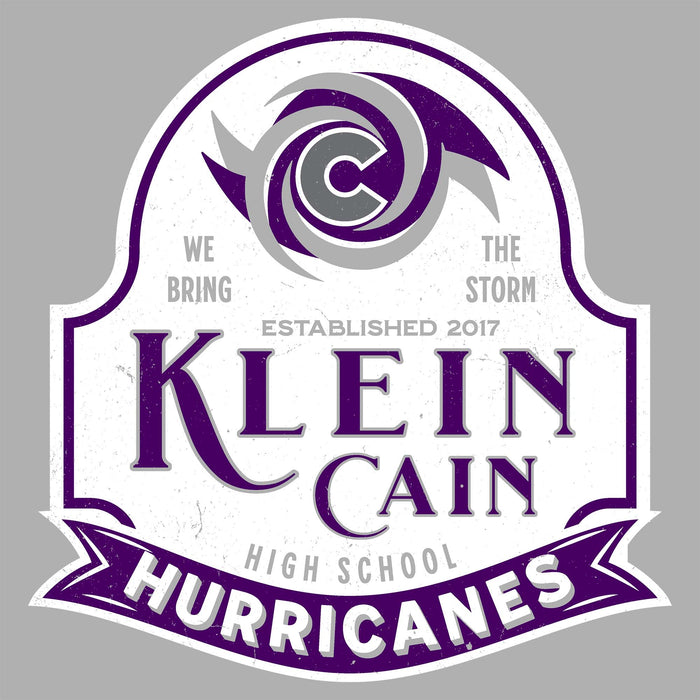 Close-up view of Klein Cain High School Hurricanes Unisex 3/4 Sleeve Raglan T-shirt 219